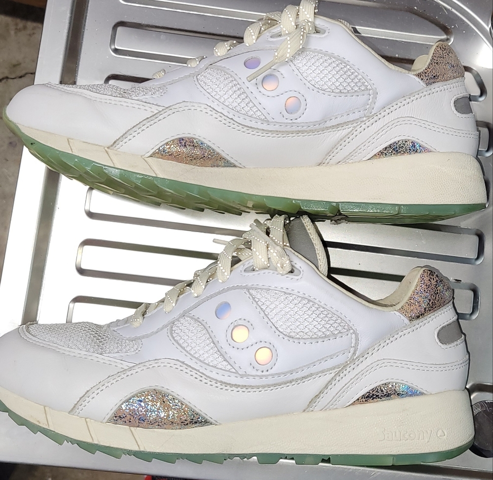 Saucony White and Iridescent Sneakers